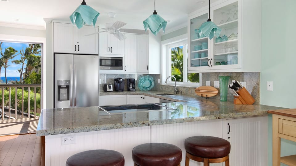 Poipu Palms #201 - Ocean View Kitchen - Parrish Kauai