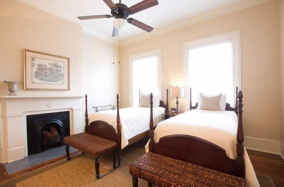 Spacious twin bedroom.