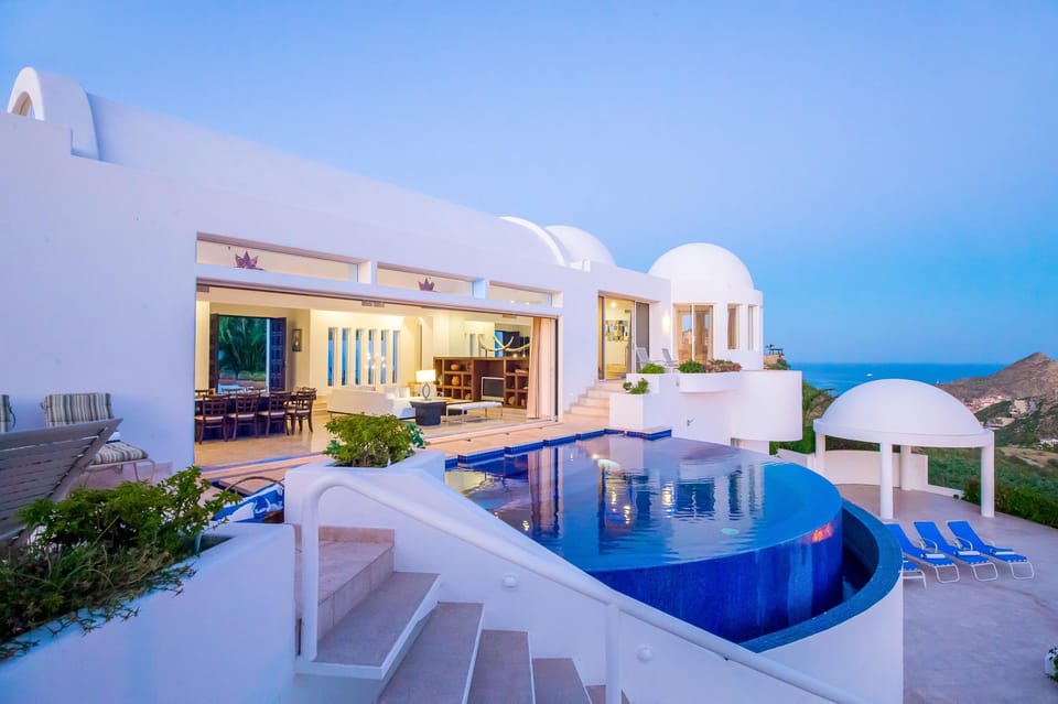 Outdoor patio with infinity pool