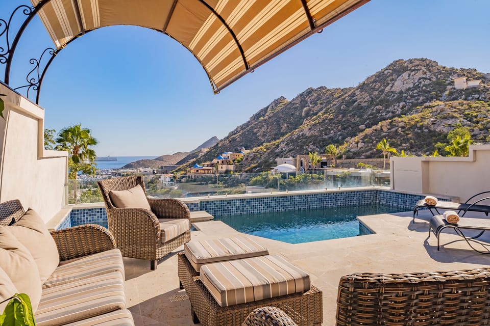Poolside patio with Cabo ocean view