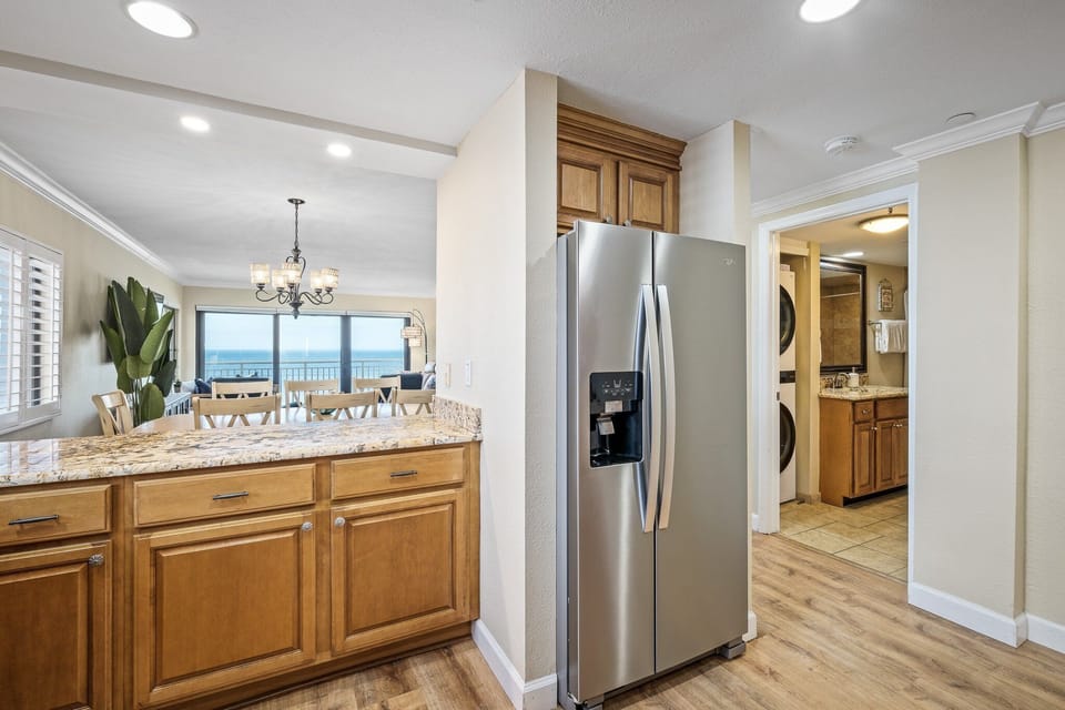 Cook meals with a beach view from the kitchen counter