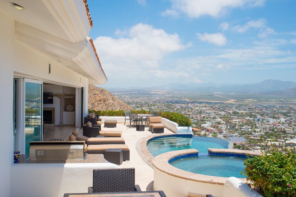 Note the sliding wall that opens to view and pool
