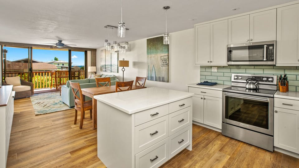 Nihi Kai Villas at Poipu #504 - Kitchen & Great Room View - Parrish Kauai