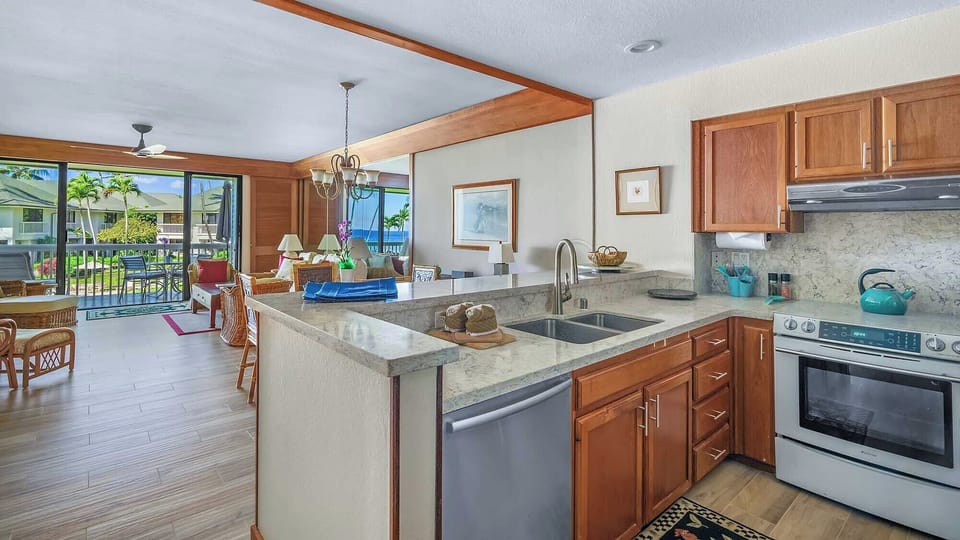 Poipu Kapili Resort #42 - Kitchen & Great Room - Parrish Kauai