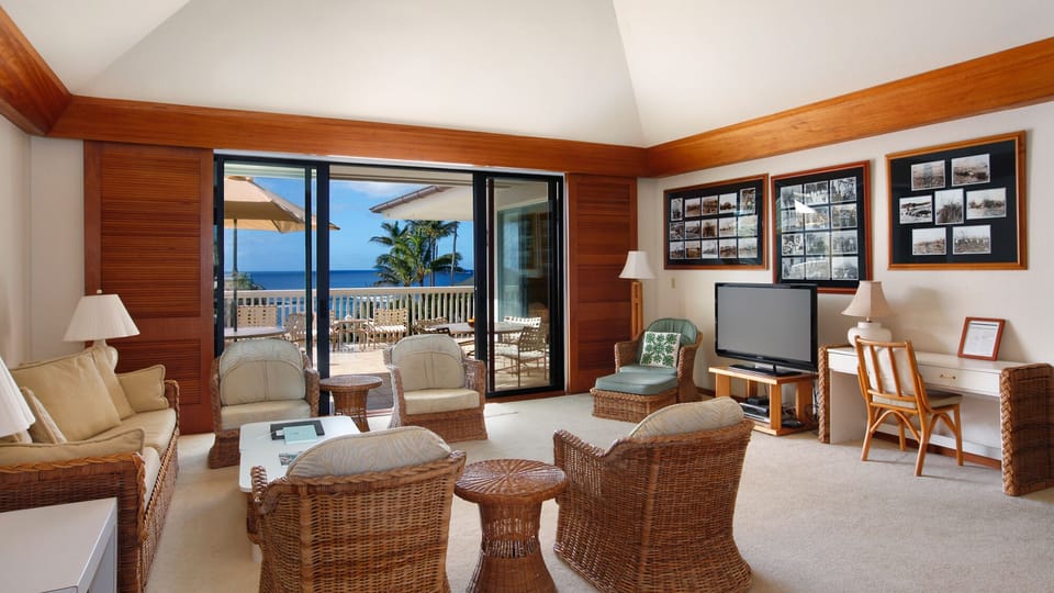 Poipu Kapili Resort #28 - Ocean View Living Room & Lanai View 2 - Parrish Kauai