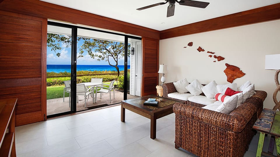 Poipu Kapili Resort #11 - Oceanfront Living Room View - Parrish Kauai