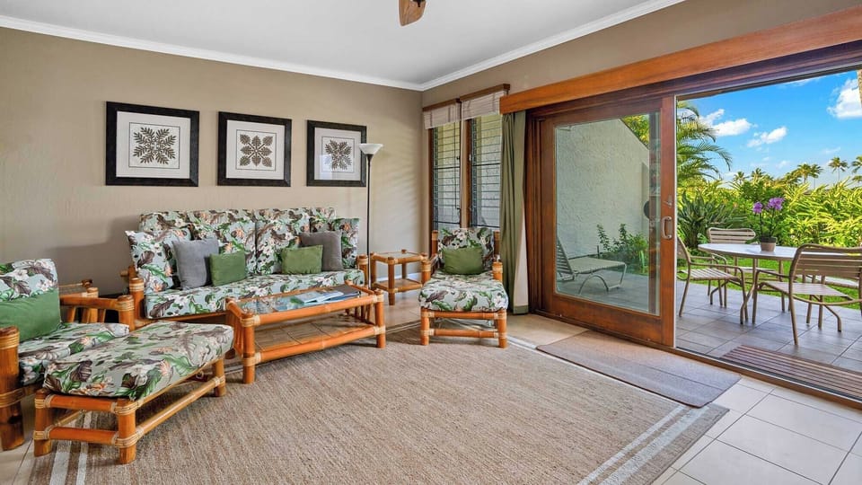 Kahala at Poipu Kai #113 - Living Room & Lanai - Parrish Kauai