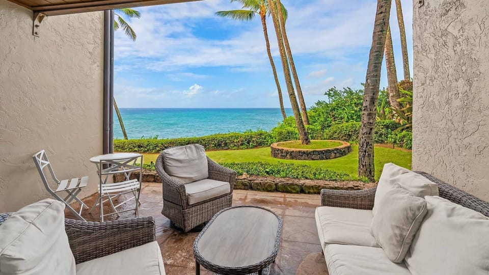 Poipu Makai #A1 - Oceanfront Covered Seating Lanai - Parrish Kauai