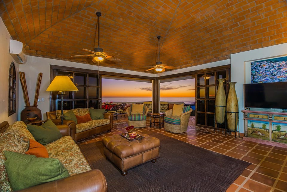 Living room at sunset