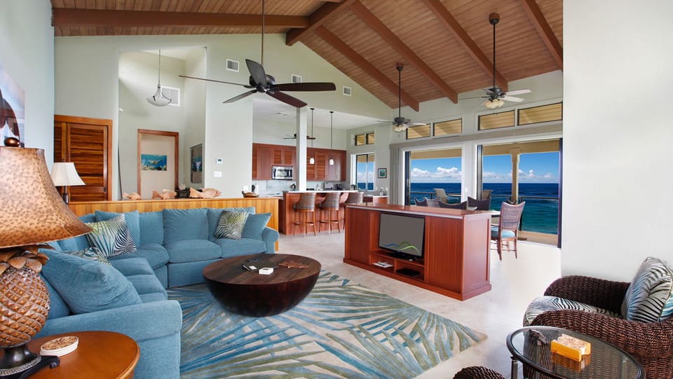 Makahuena at Poipu #5203 - Oceanfront Living & Dining Room - Parrish Kauai