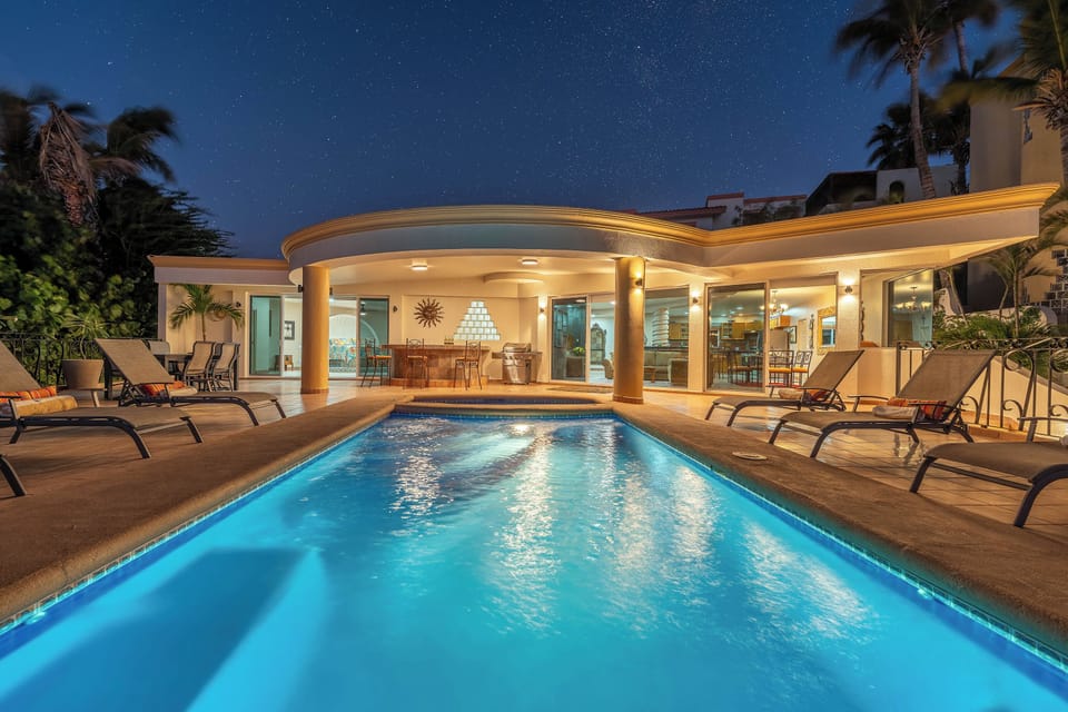 Poolside view of exterior