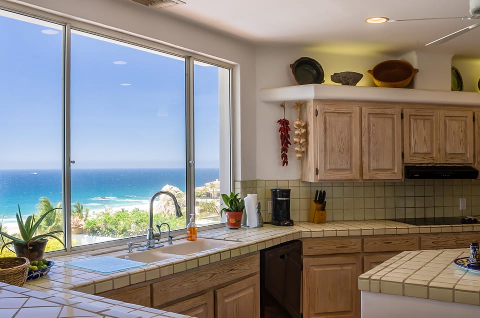 Kitchen with ocean view