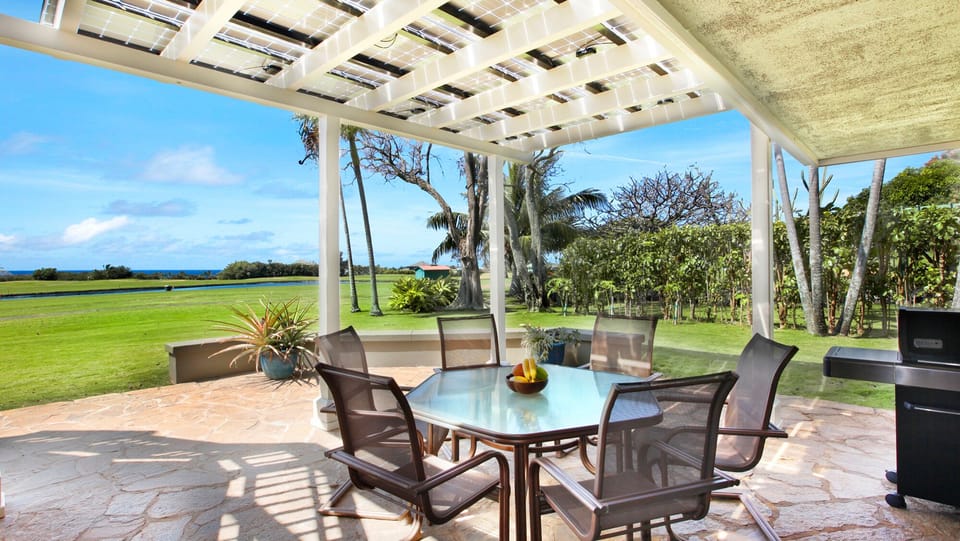 Moku Hale at Kiahuna - Ocean & Sunset View Covered Dining Lanai - Parrish Kauai