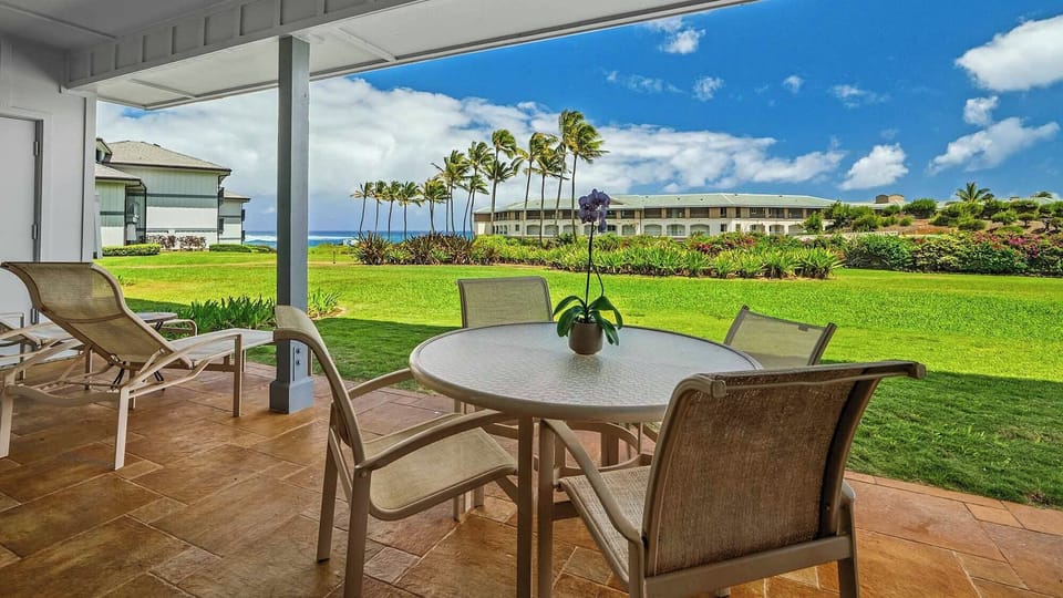 Poipu Sands at Poipu Kai Resort #314 - Ocean View Lounging & Dining Lanai - Parrish Kauai