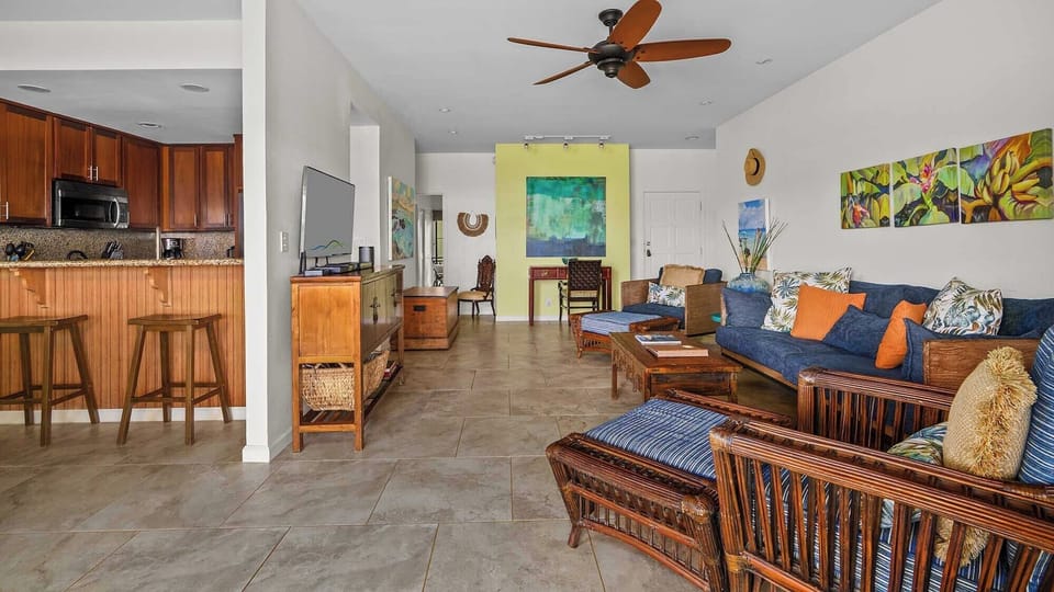 Poipu Sands at Poipu Kai Resort #314 - Living Great Room & Entry - Parrish Kauai