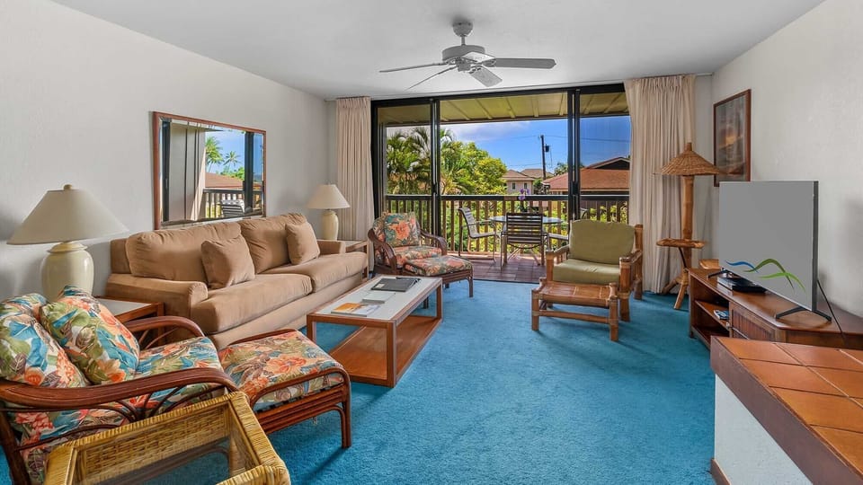 Nihi Kai Villas at Poipu #503 - Living Room & Lanai View - Parrish Kauai