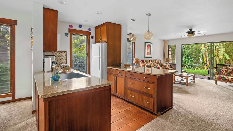Waikomo Stream Villas #403 - Kitchen & Living Room - Parrish Kauai