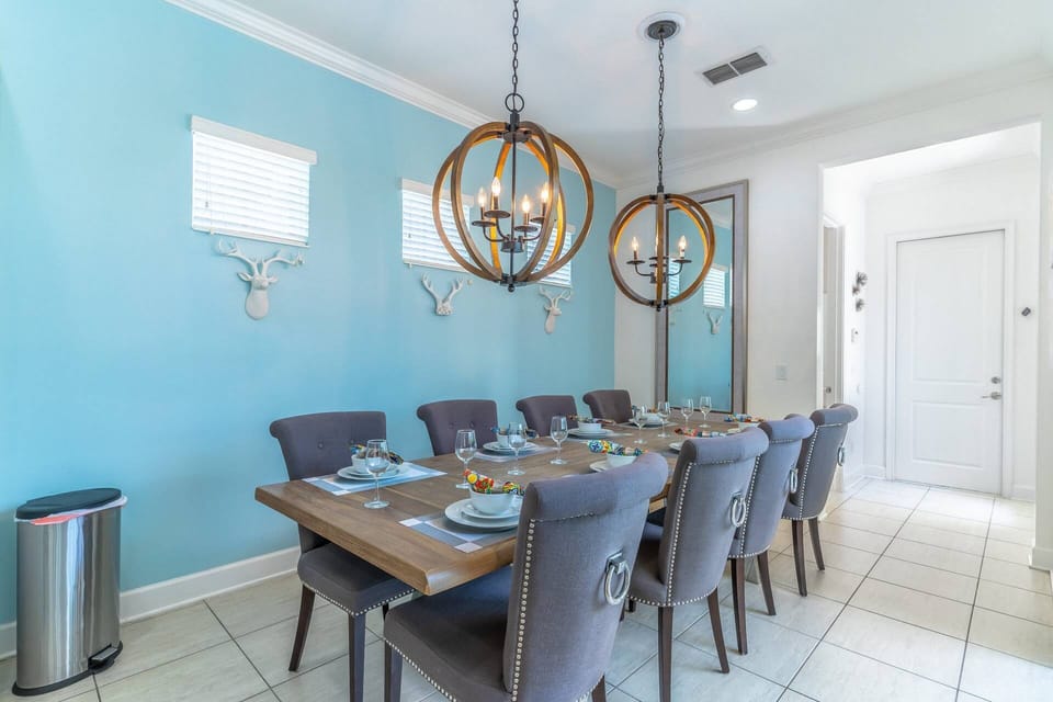 Formal dining area with seating for 8