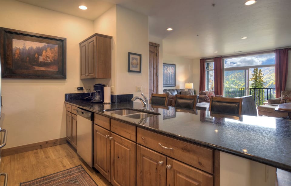 Kitchen overlook into the Living Space