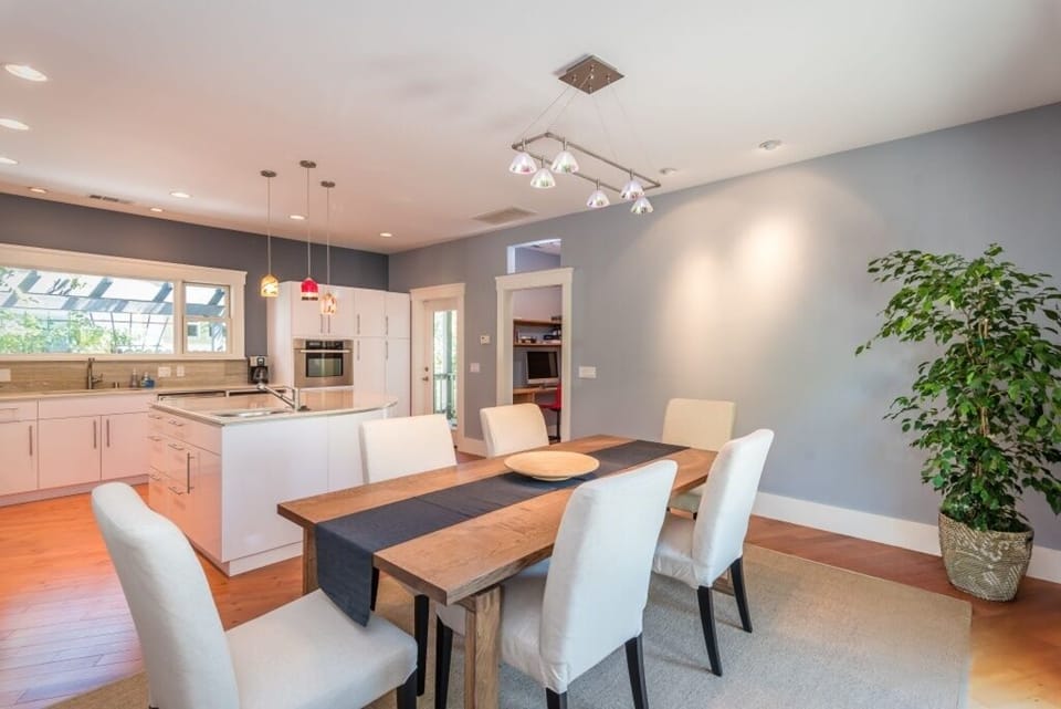 Gather at the island with easy flow into the kitchen