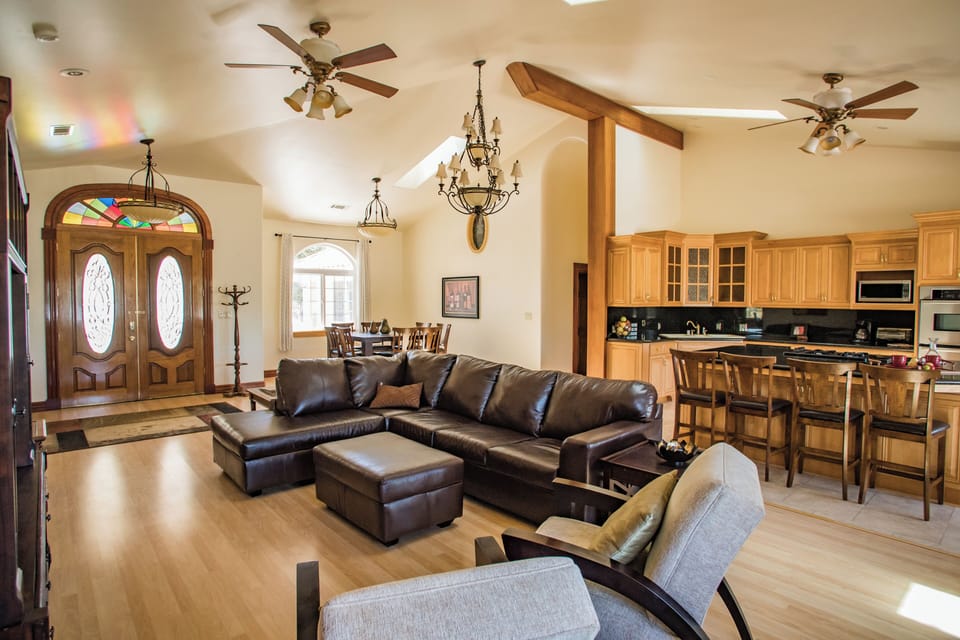 Open-concept great room with comfortable seating.