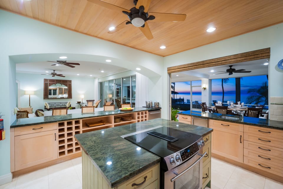 Beautiful sunset view from the kitchen. Washing dishes aren't so bad with that view!