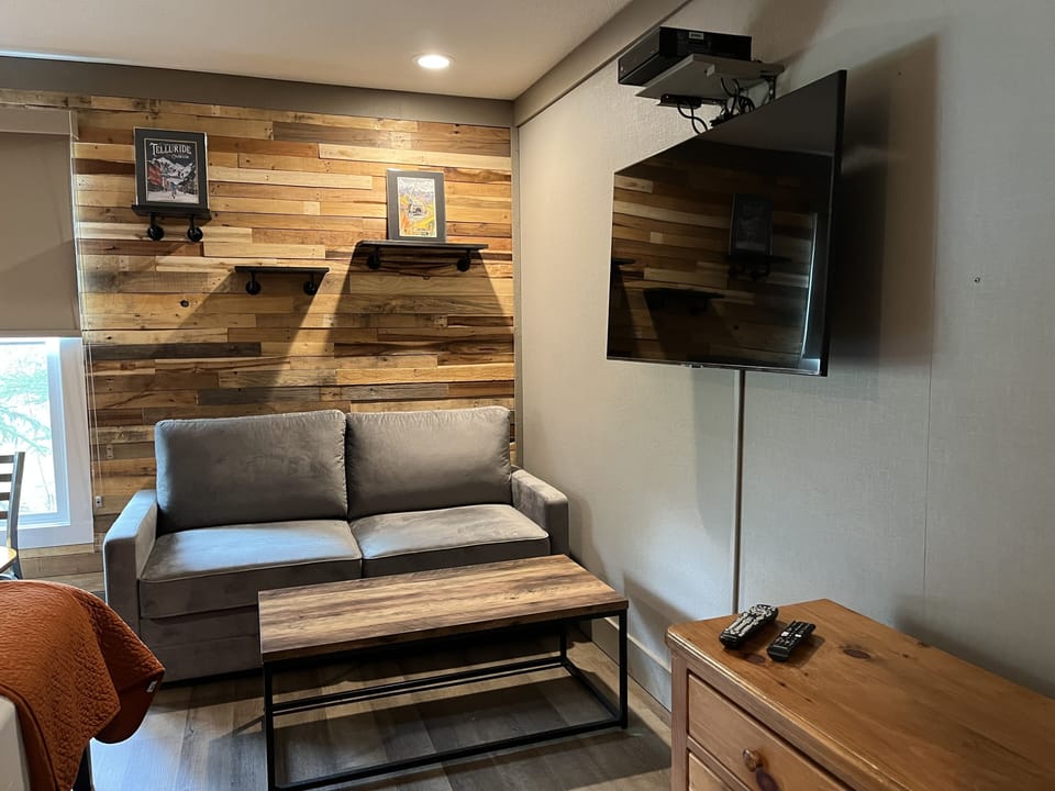 Sleeper sofa and TV