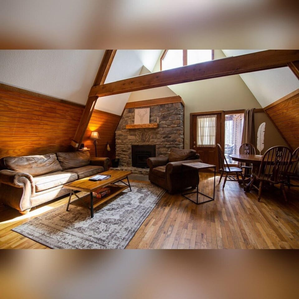 A-Frame #14 Living Room Fireplace