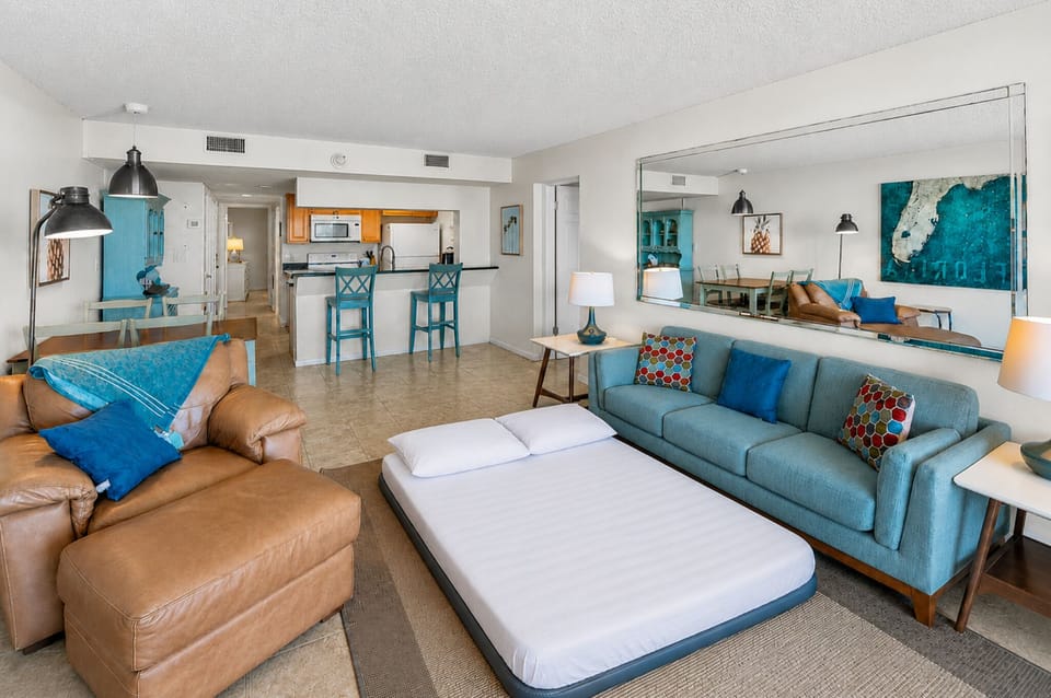 Queen air mattress for additional living room sleeping