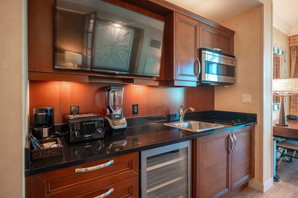 Kitchenette - microwave, beverage cooler, sink, coffee maker, toaster