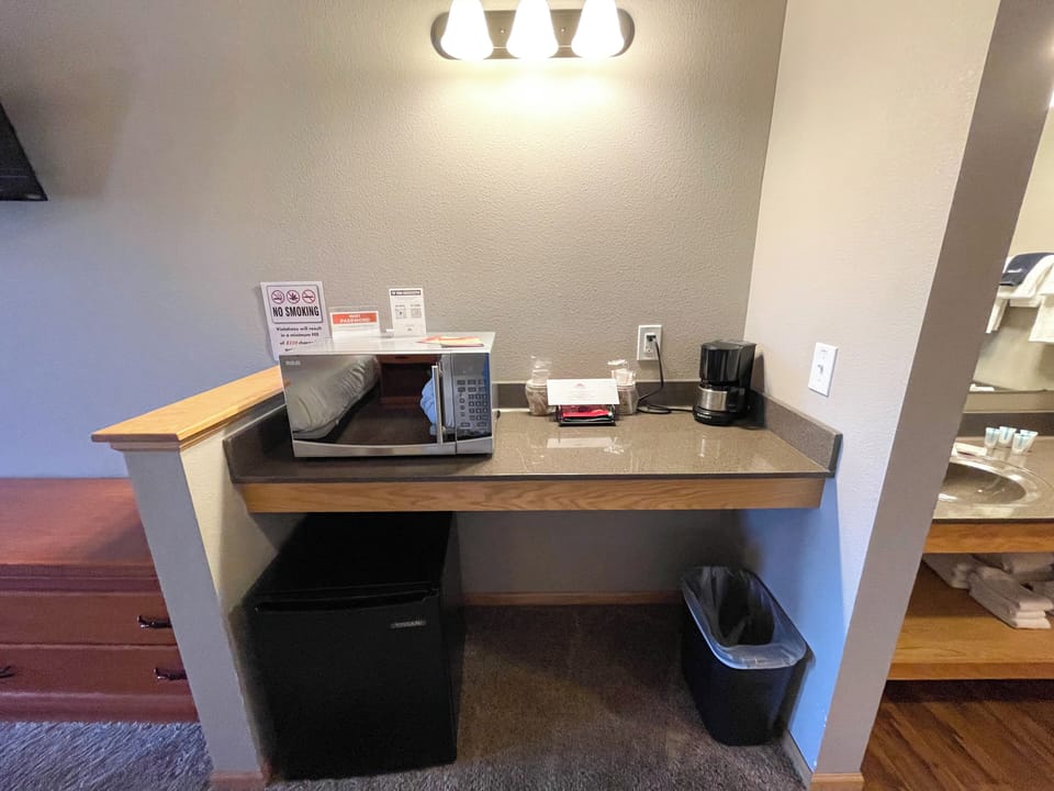 Mini Fridge, Microwave & Coffee Maker