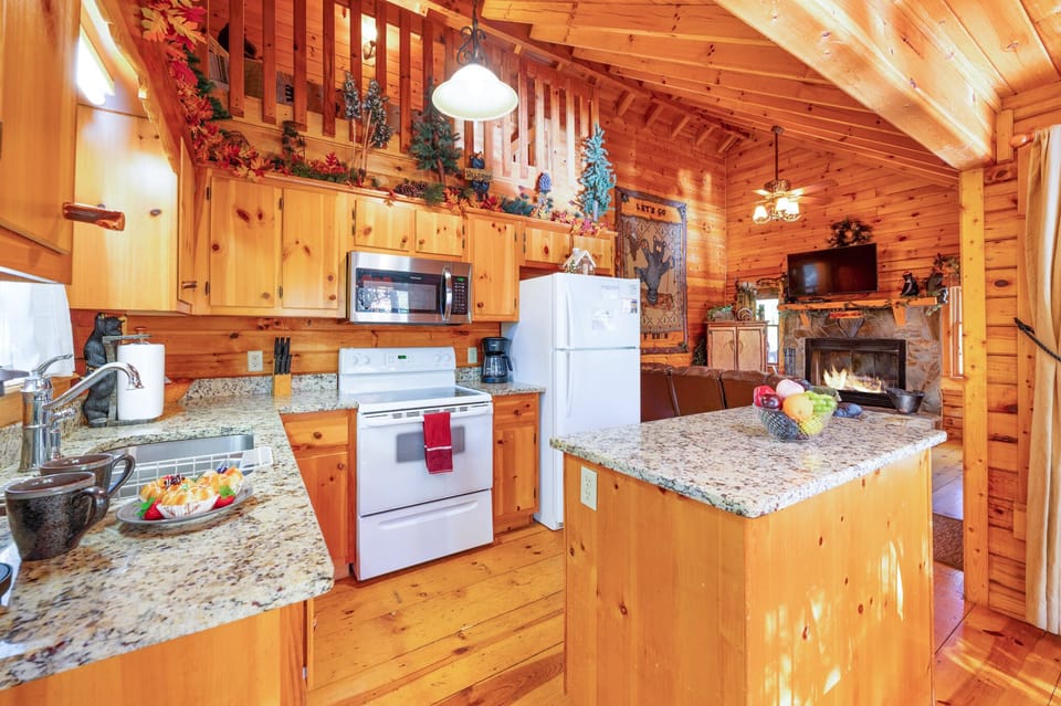 Fully stocked kitchen with everything you could need for a weekend or longer