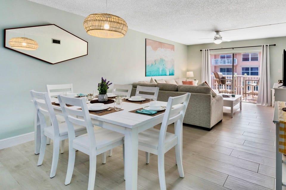 Bright living and dining area.