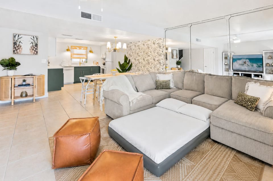 Queen air mattress for additional living room sleeping
