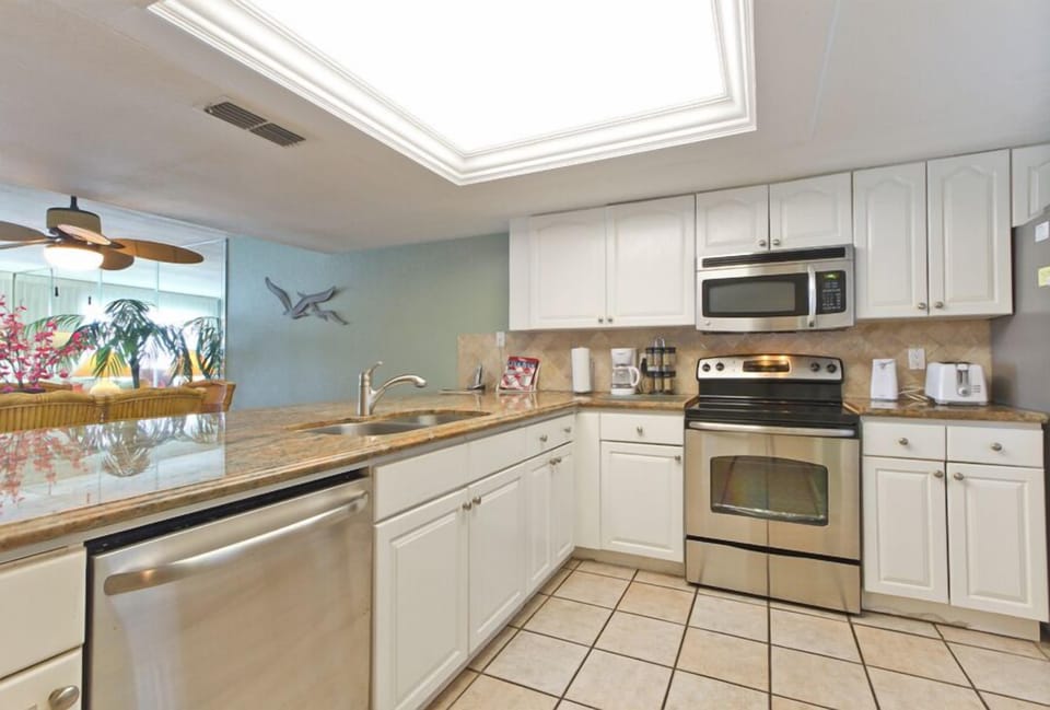 Our kitchen has full-size appliances.