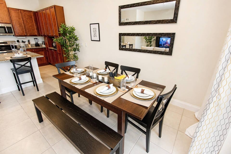 Formal Dining seating for 6, with an additional 3 seats at the kitchen island
