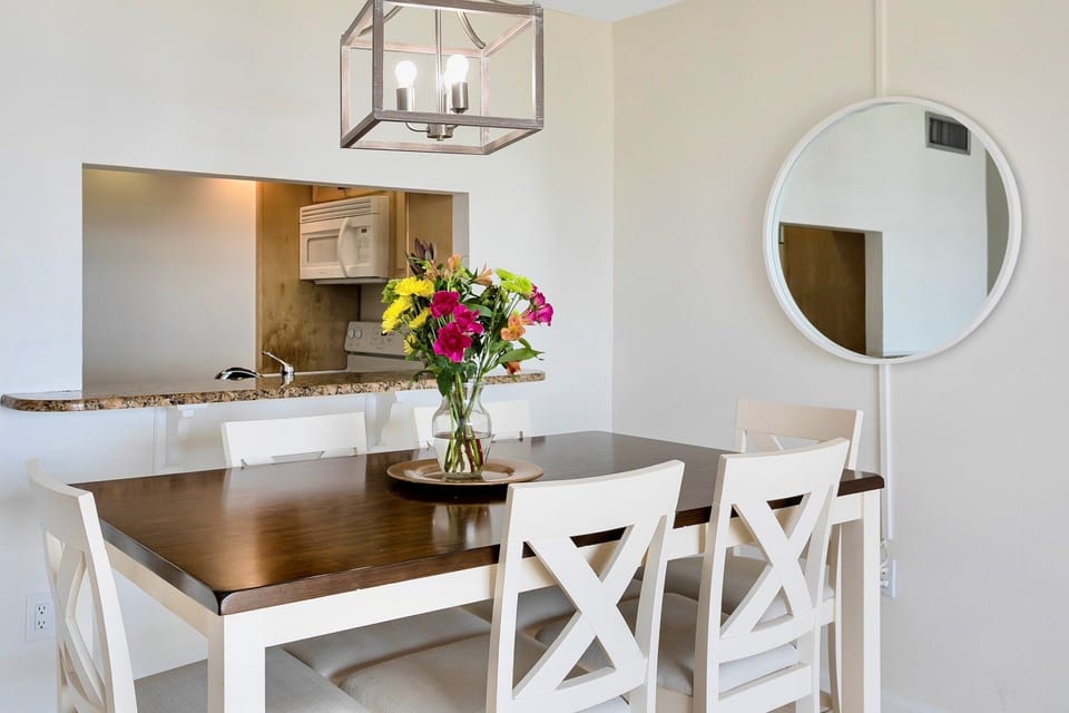 Elegant dining space—perfect for enjoying meals in or takeout!
