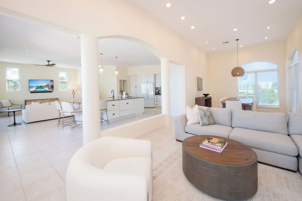 Lower level living areas including the kitchen. 
