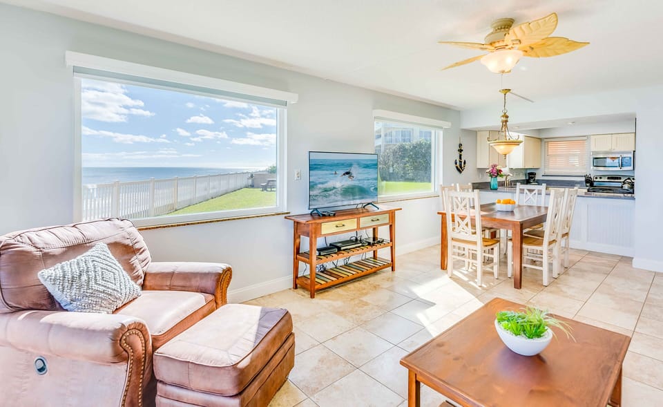 Bright & airy living room with stunning ocean views