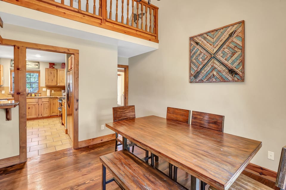 Formal dining area with seating for six