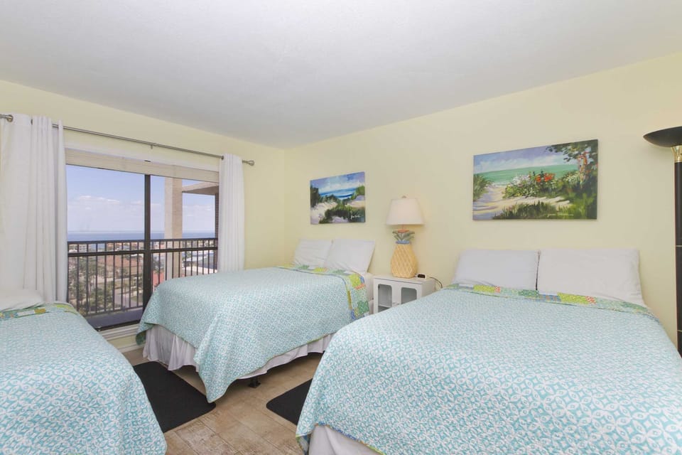 Our guest bedroom is packed with space for everyone to sleep. With 3 beds, our guest room is perfect for a small family, friend group, or even just the kids! Welcome to our Ocean Vista vacation home!