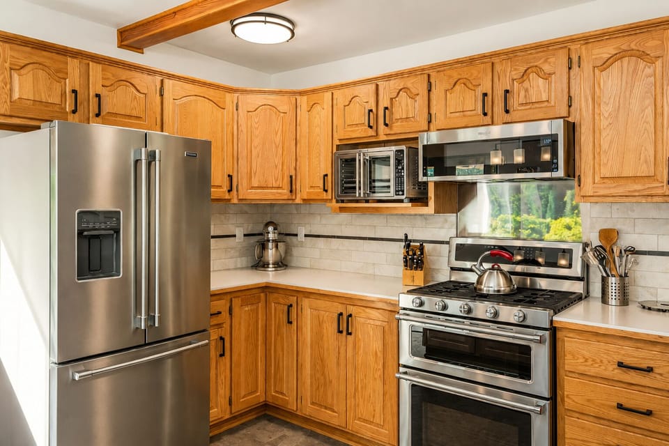 Full Kitchen includes gas range, large island with stools and everything you need to prepare home cooked meals for the group (3)