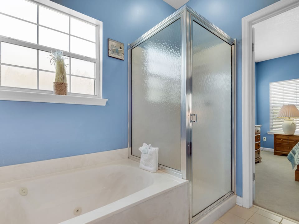 Bathroom 1 with Soaking Tub and Walk-in Shower