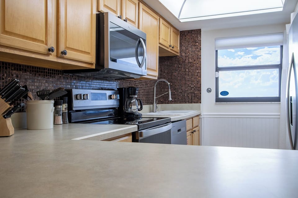 Fully equipped kitchen with modern appliances
