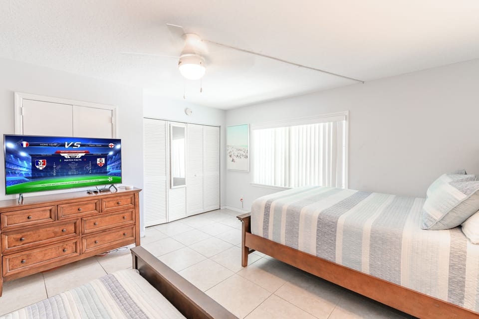 Unwind and watch TV after a day in the sun