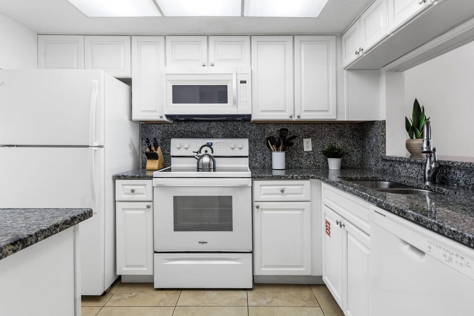 Fully stocked kitchen with everything you need. Washer and dryer for your convenience.