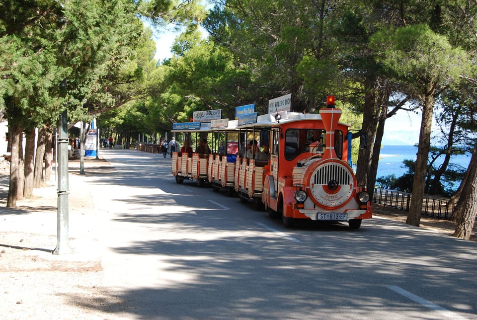 Land train to Zlatni Rat beach - passes by the apartment in peak season.
