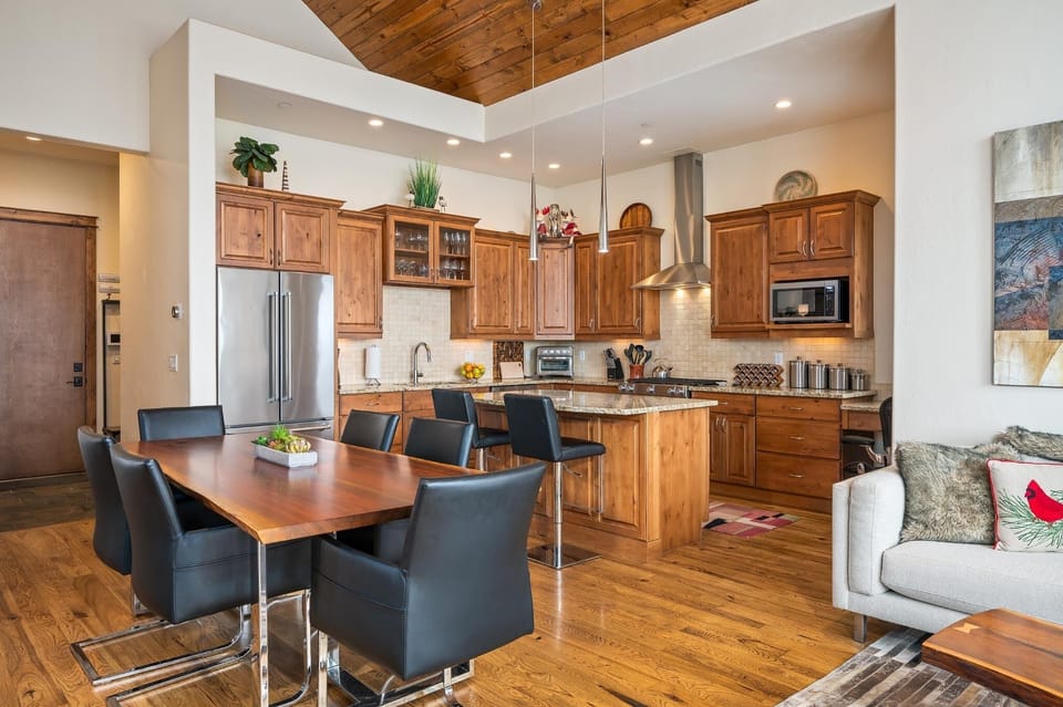 Living area leads into the dining area and kitchen