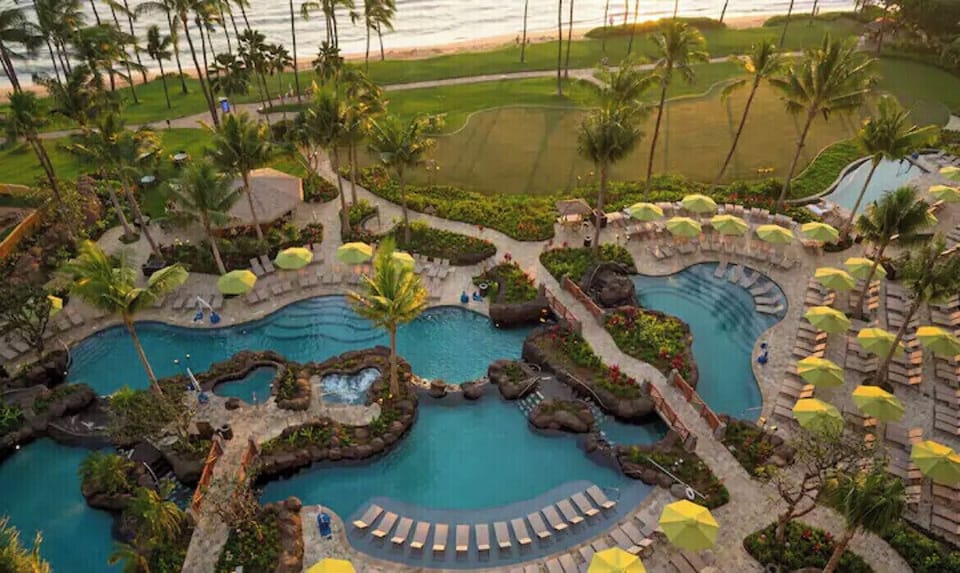 pool to far right is the adult only pool, our condo is above it