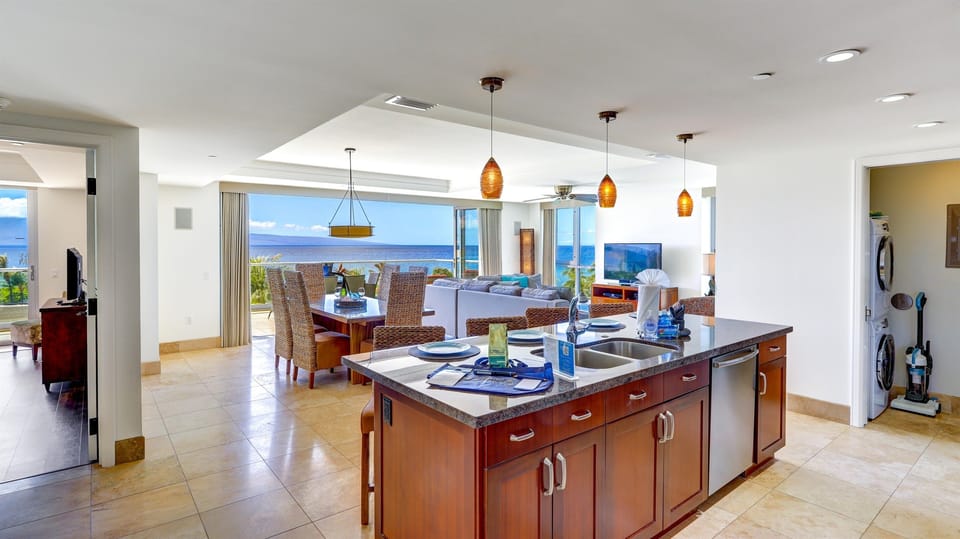 Witness the orange and pink sunsets while enjoying dinner from inside the condo